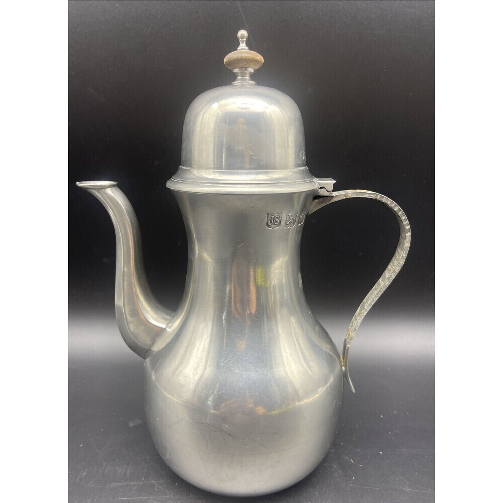 VTG John Somers Handmade Brazilian‎ Pewter Teapot Stamped 10”